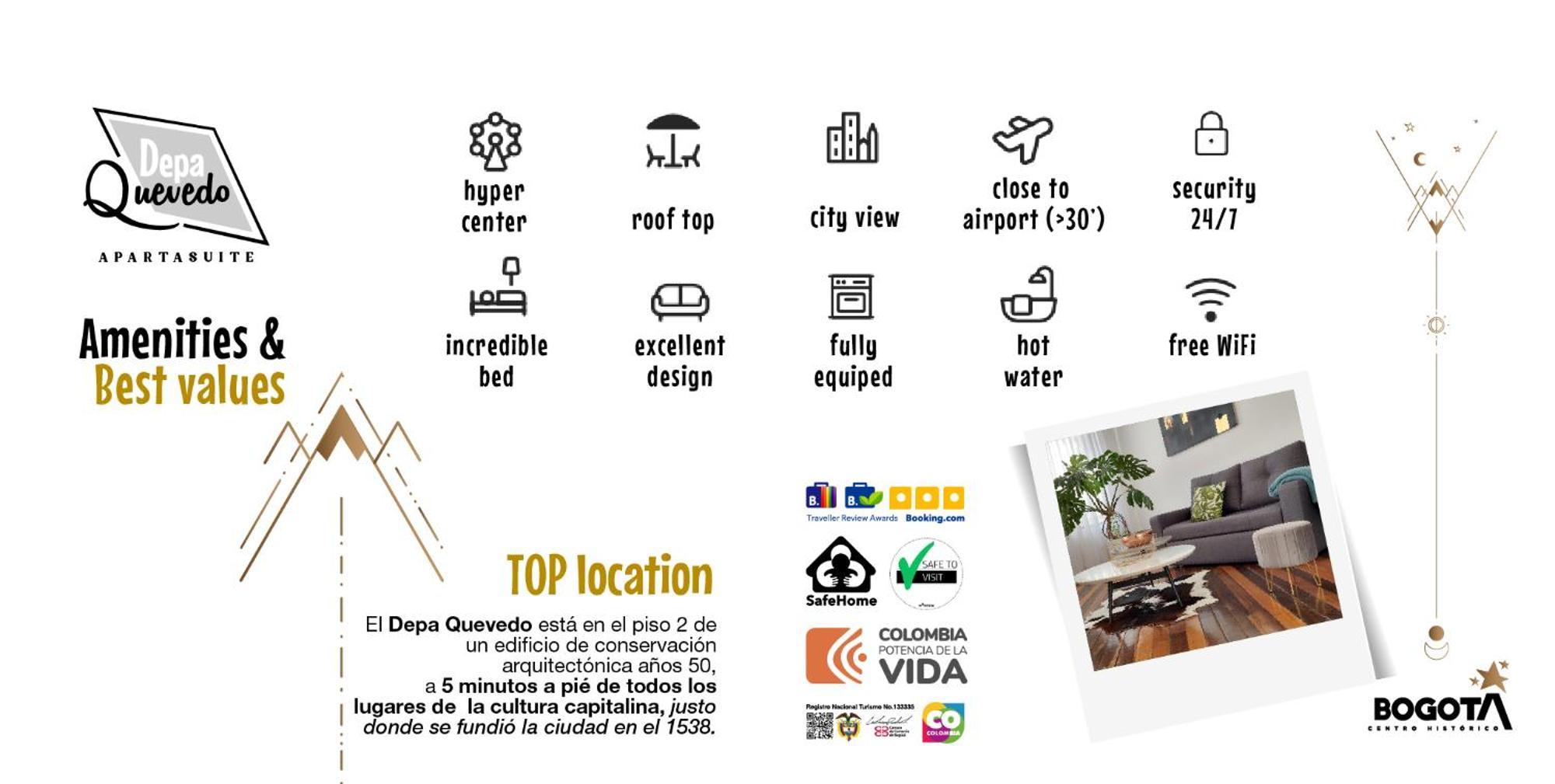 Depa Quevedo - Trendy Revamped Flat - Exceptional Spot In Bogota'S Historic Colonial Square - Candelaria Экстерьер фото